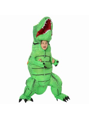 vert T-Rex Dinosaure Gonflable Costume Air Coup en haut Fête Costume pour Adulte/enfant