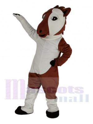 brun et blanc Cheval Mascotte Costume