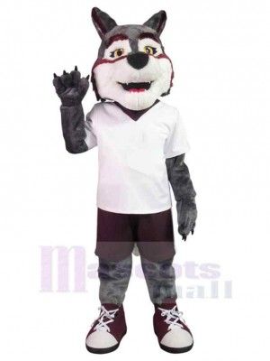 Loup du lycée Costume de mascotte Animal en T-shirt blanc