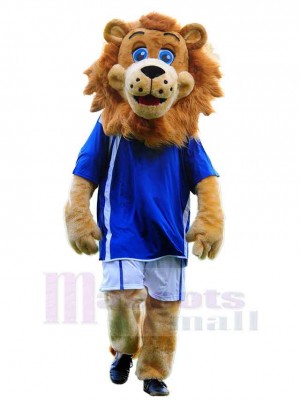 Lion de sport aux yeux bleus Mascotte Costume Animal