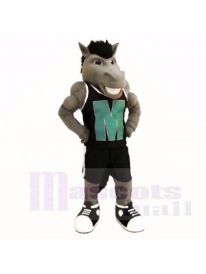 Gris Puissance Mustang avec Noir Chemise Costumes De Mascotte École