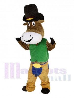 Cow-boy Bœuf Bovins dans Vert La chemise Mascotte Costume Animal